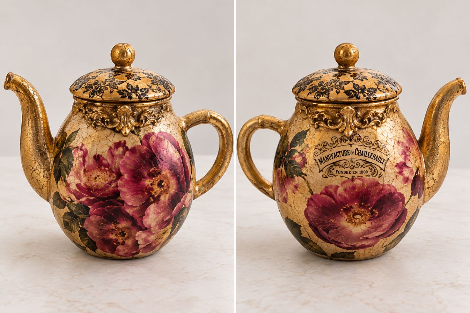 Ornate Gold Floral Teapot